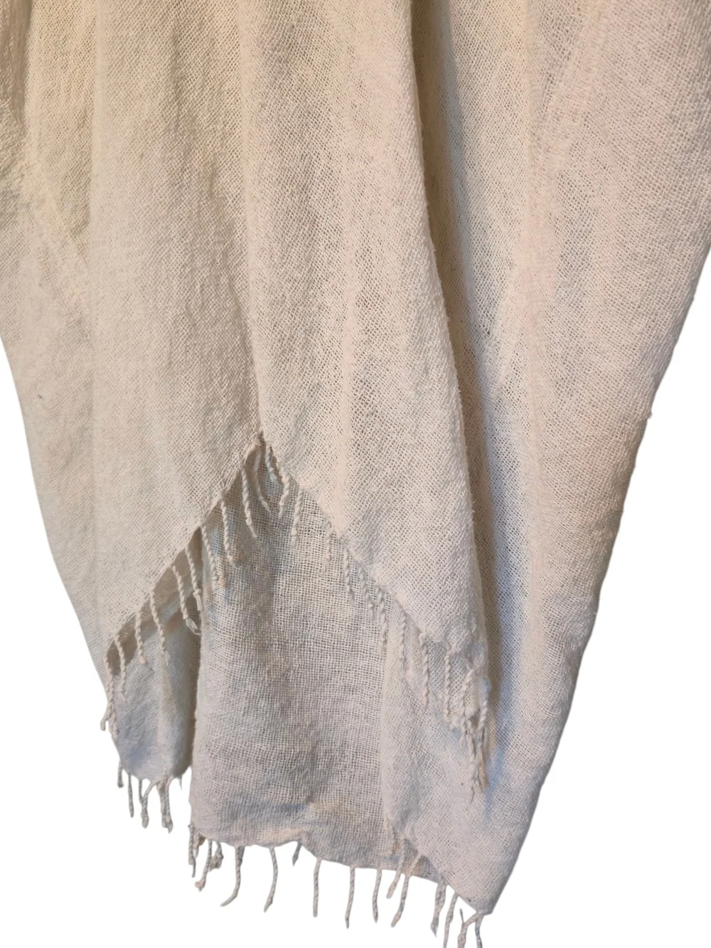 Cream Knit Hooded Fringe Cover-Up